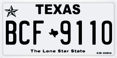 TX license plate BCF9110