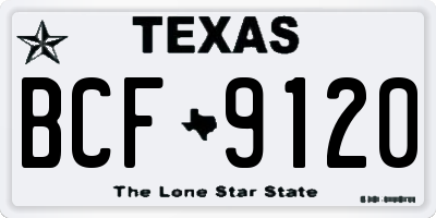 TX license plate BCF9120