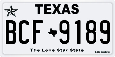 TX license plate BCF9189