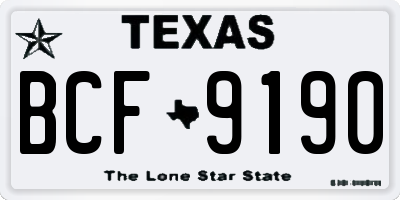 TX license plate BCF9190