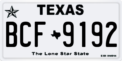 TX license plate BCF9192