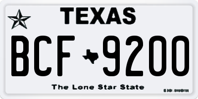 TX license plate BCF9200
