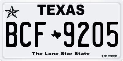 TX license plate BCF9205