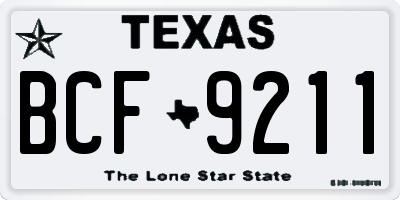 TX license plate BCF9211