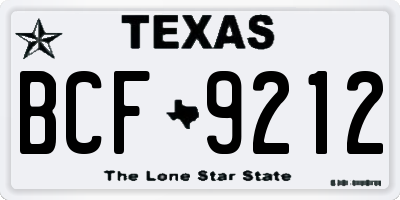 TX license plate BCF9212