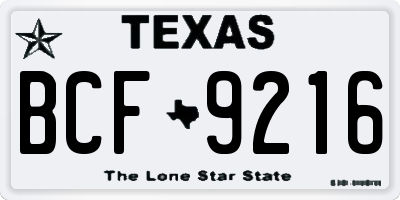 TX license plate BCF9216