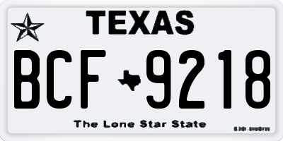 TX license plate BCF9218