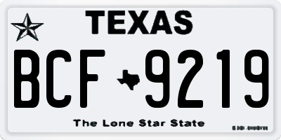 TX license plate BCF9219
