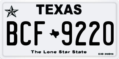 TX license plate BCF9220