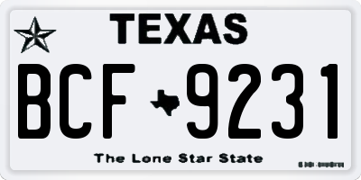 TX license plate BCF9231