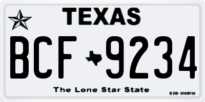 TX license plate BCF9234