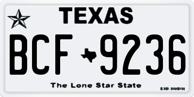 TX license plate BCF9236