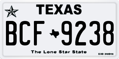 TX license plate BCF9238