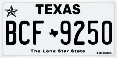 TX license plate BCF9250
