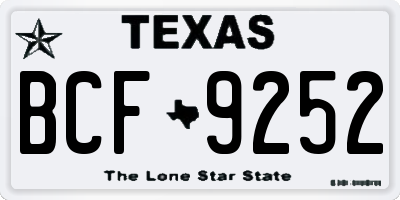 TX license plate BCF9252