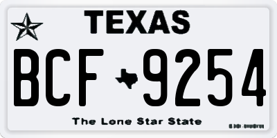 TX license plate BCF9254
