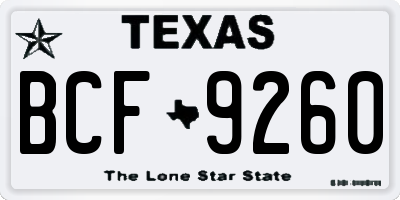 TX license plate BCF9260