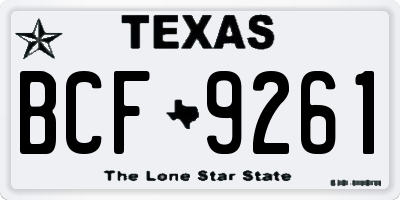 TX license plate BCF9261