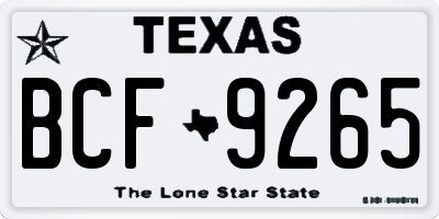 TX license plate BCF9265