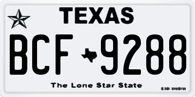 TX license plate BCF9288