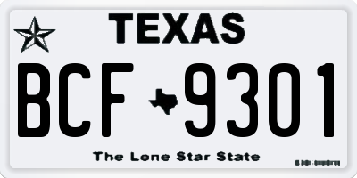 TX license plate BCF9301