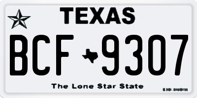 TX license plate BCF9307