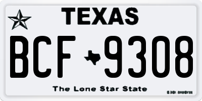 TX license plate BCF9308