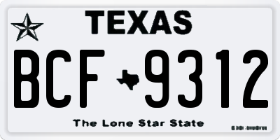 TX license plate BCF9312