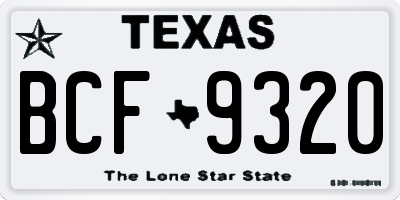 TX license plate BCF9320