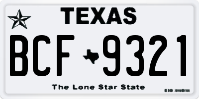 TX license plate BCF9321