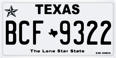 TX license plate BCF9322