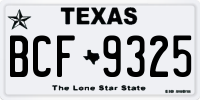 TX license plate BCF9325