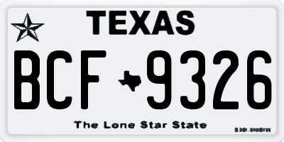 TX license plate BCF9326