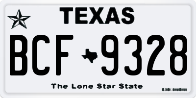 TX license plate BCF9328