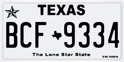 TX license plate BCF9334