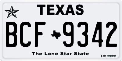TX license plate BCF9342
