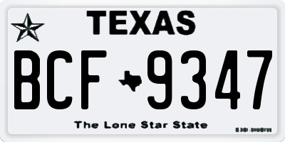 TX license plate BCF9347
