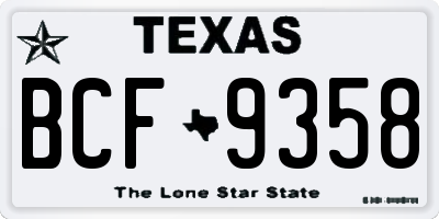 TX license plate BCF9358