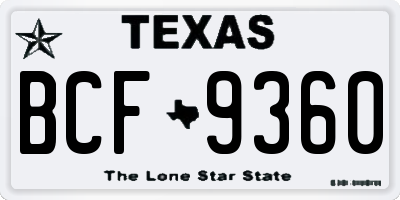 TX license plate BCF9360