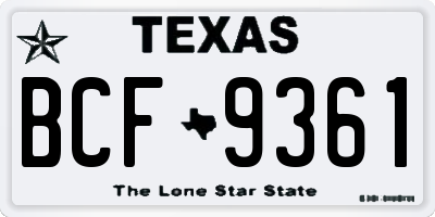 TX license plate BCF9361