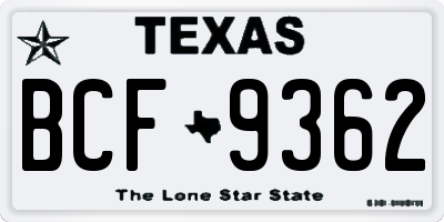 TX license plate BCF9362