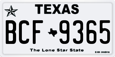 TX license plate BCF9365