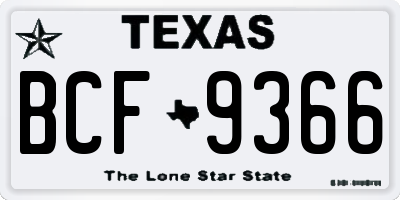 TX license plate BCF9366