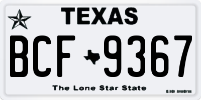 TX license plate BCF9367