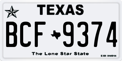 TX license plate BCF9374