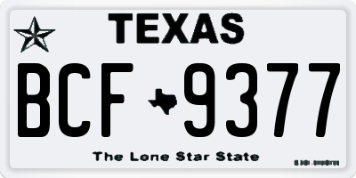 TX license plate BCF9377