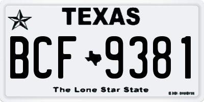 TX license plate BCF9381