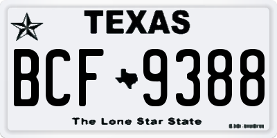 TX license plate BCF9388