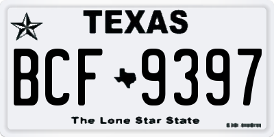 TX license plate BCF9397