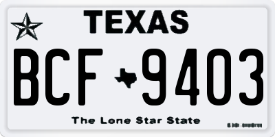 TX license plate BCF9403